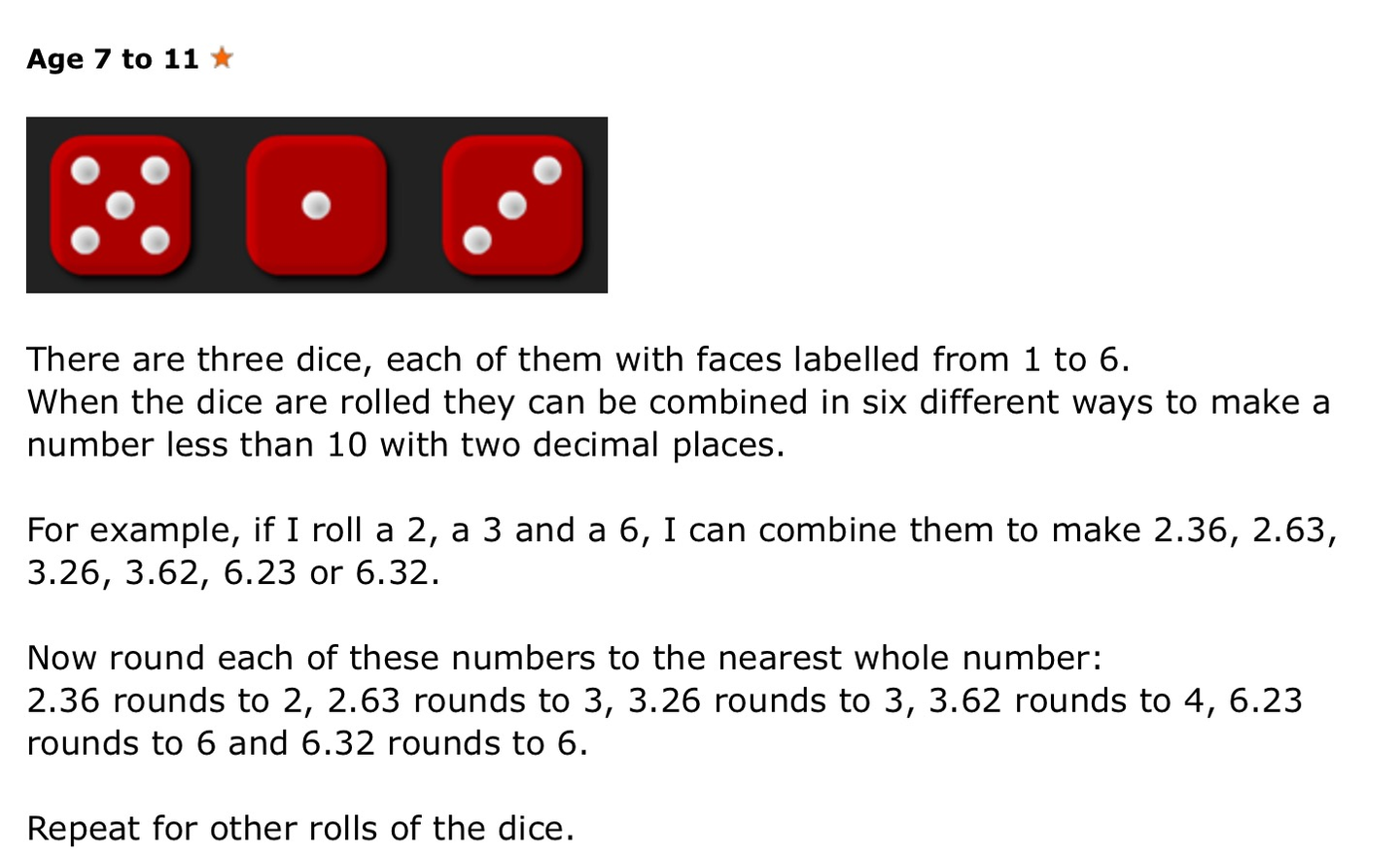 Image of Dice and decimals 2