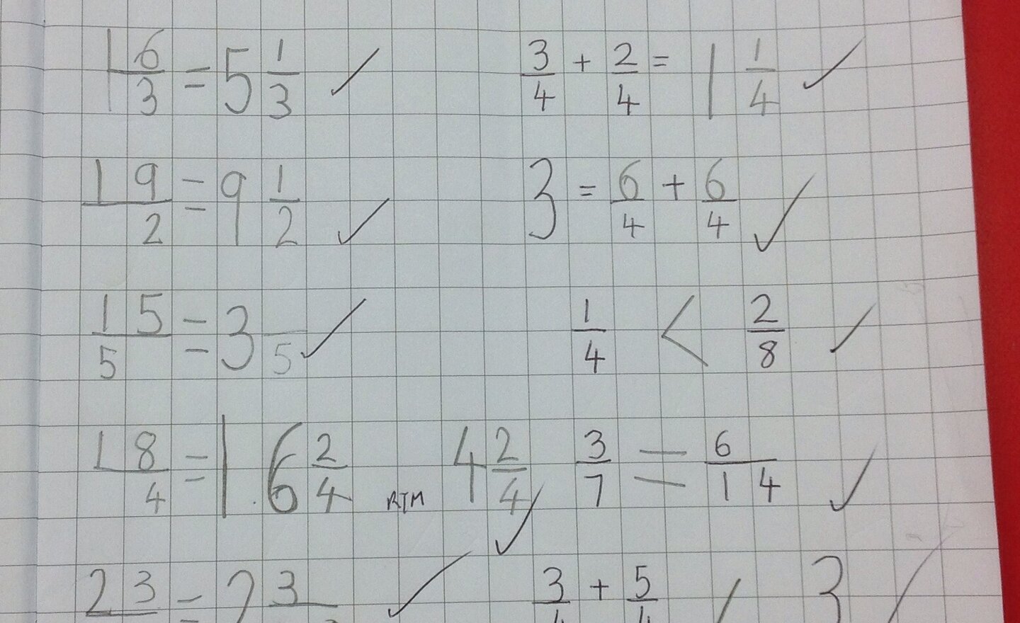 Image of Outstanding knowledge of fractions