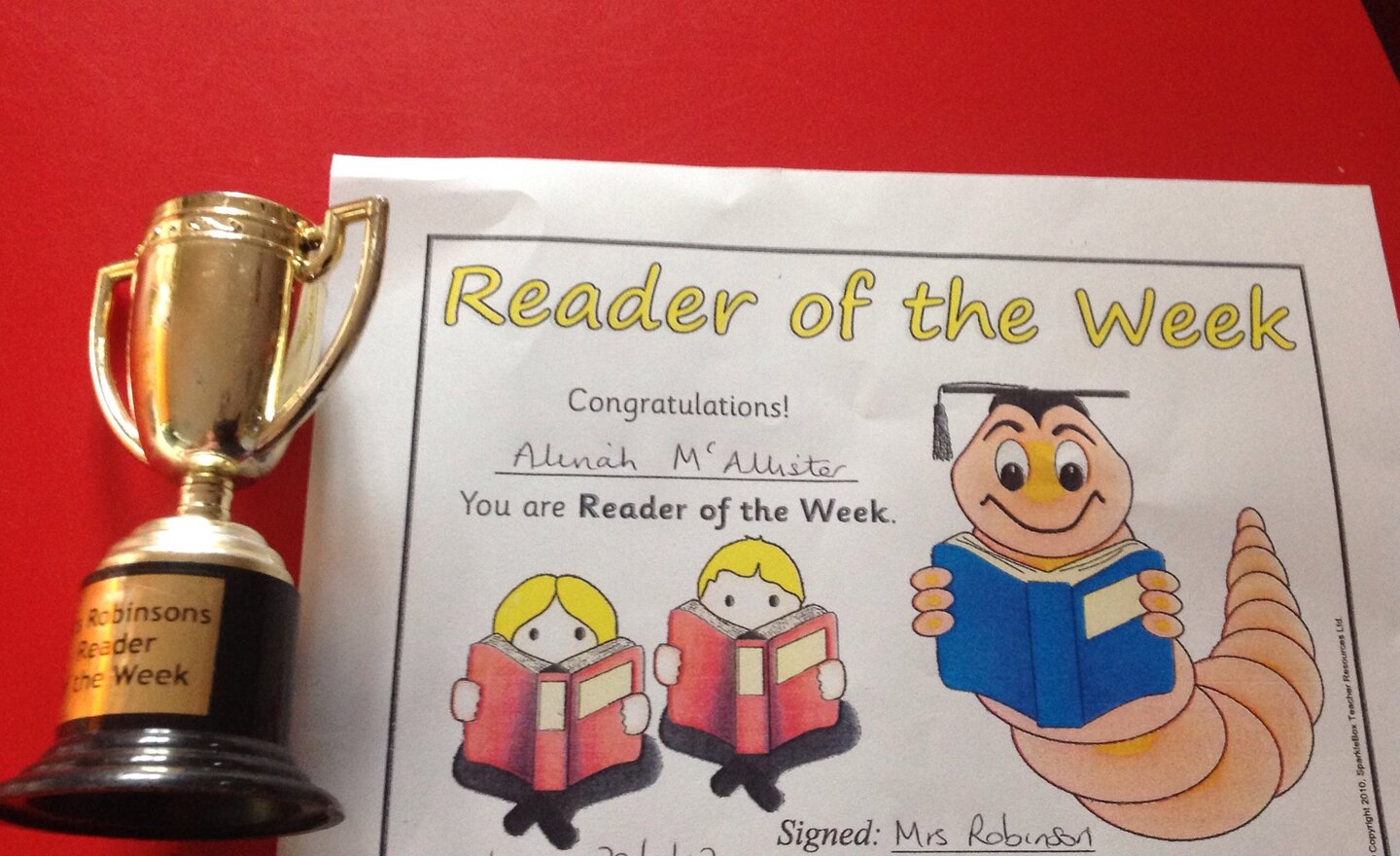 Image of Mrs Robinson's reader of the week