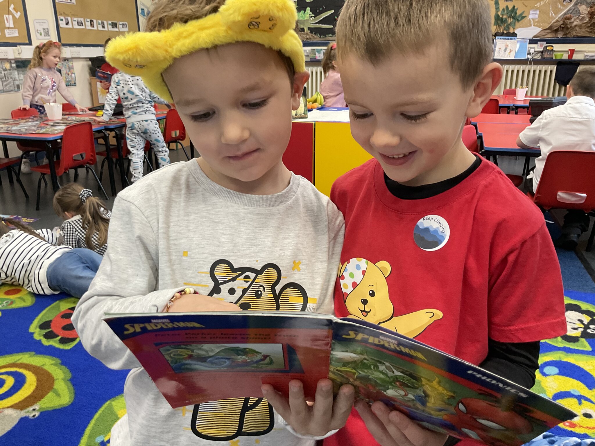 Image of Caught reading even on Children in need day.