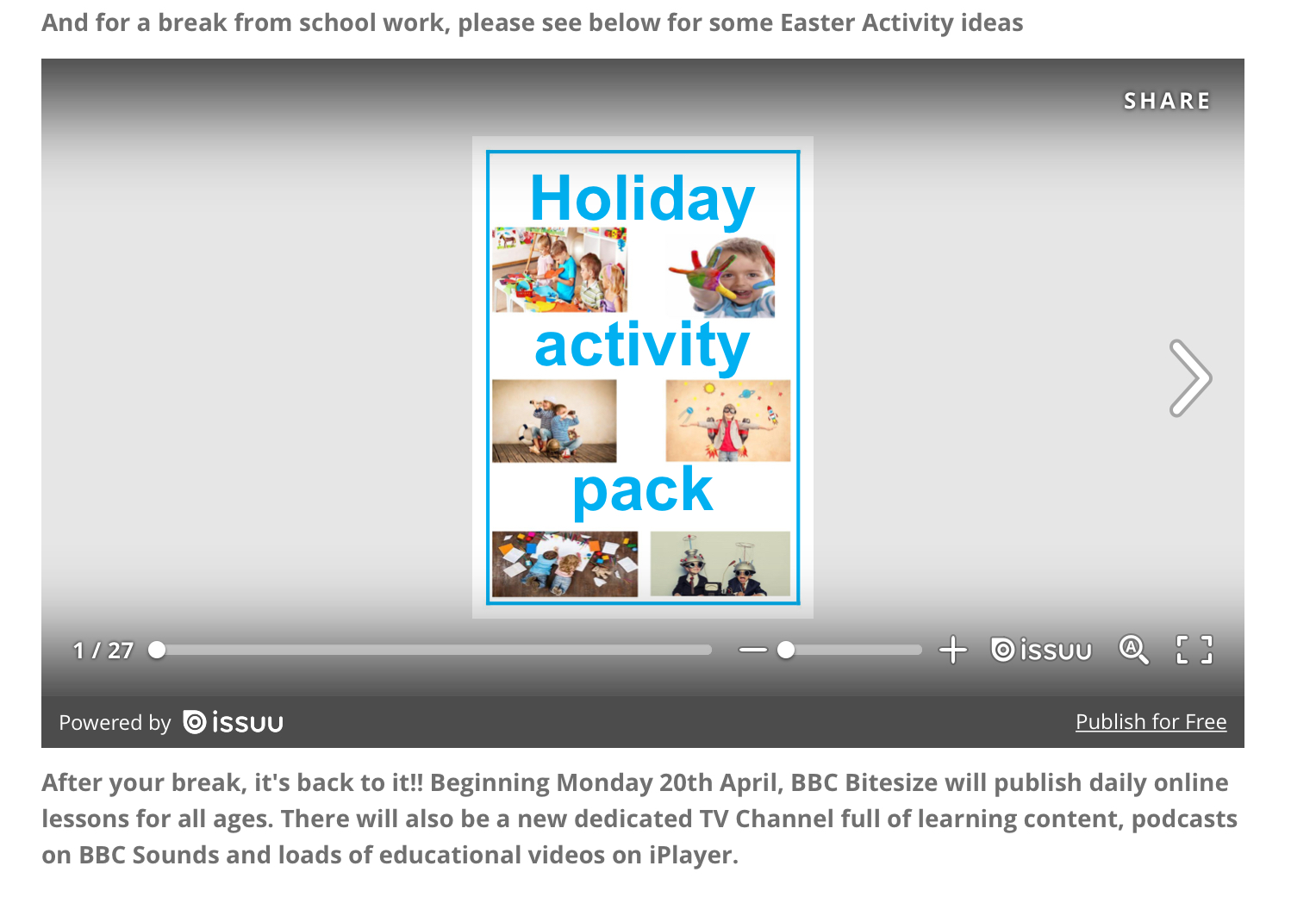 Image of Easter Holiday Activity Pack