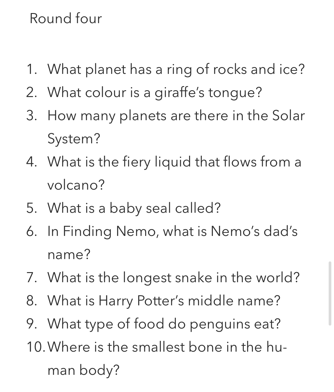 Image of Half Term Quiz R4