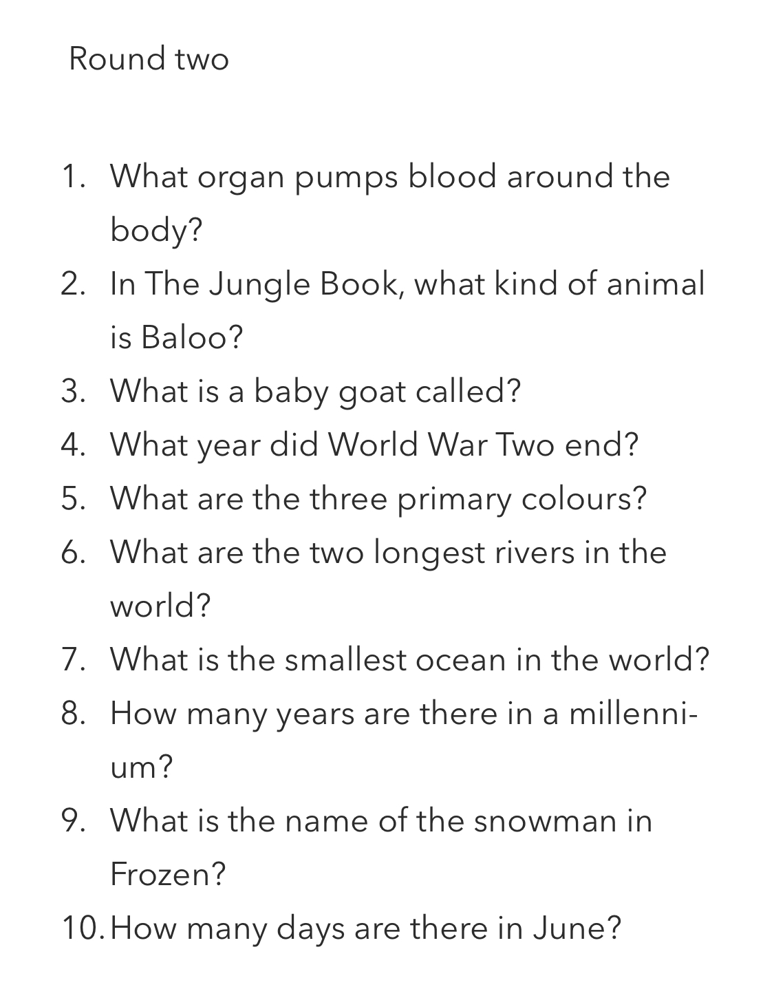 Image of Half Term Quiz R2