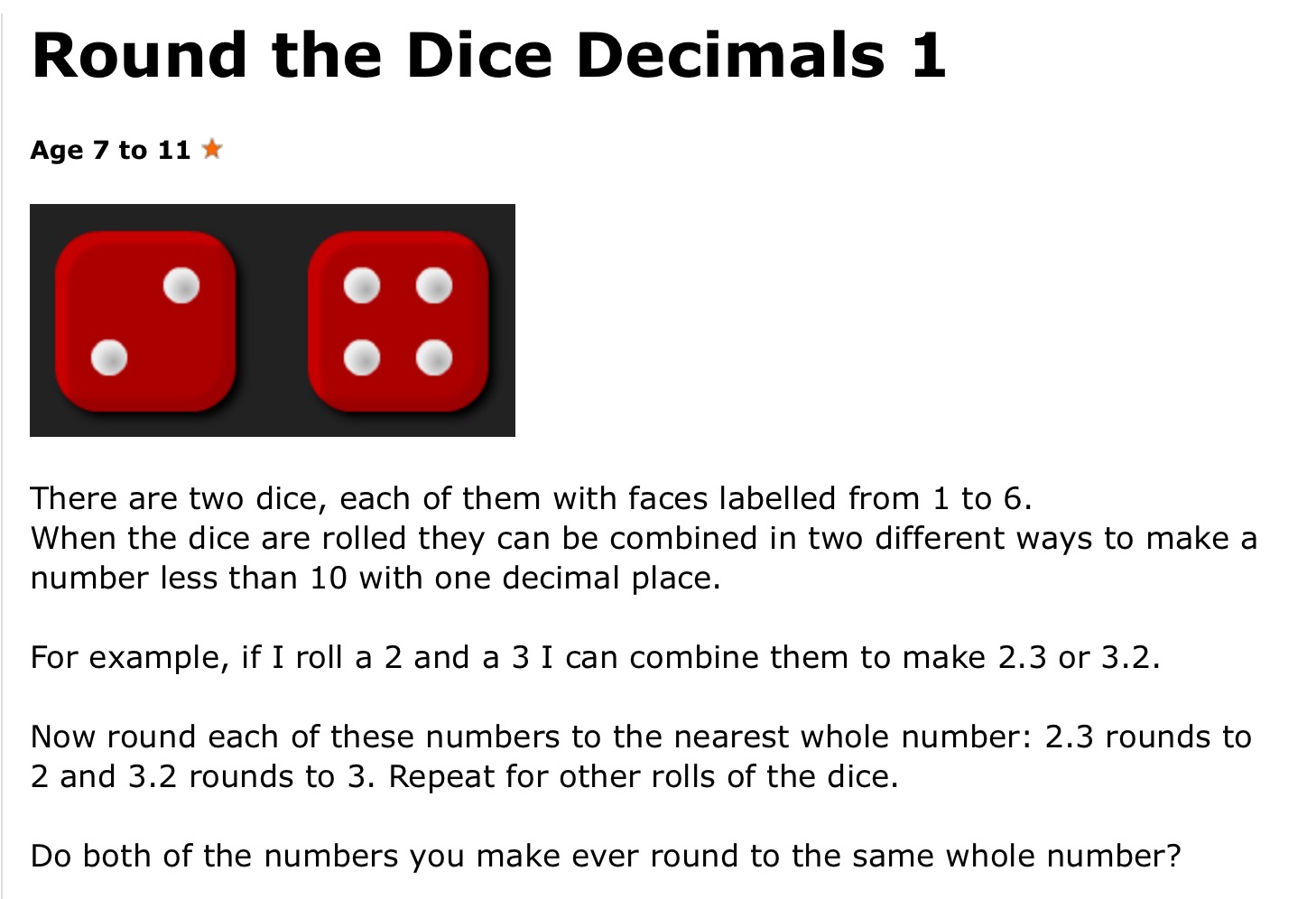 Image of Dice and decimals 1