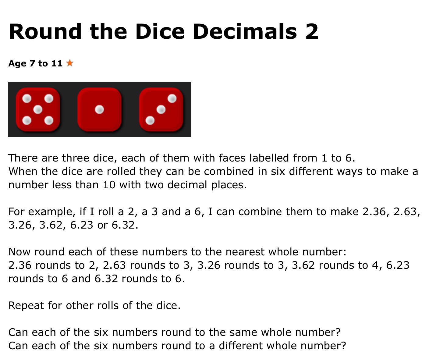 Image of Dice and decimals 2