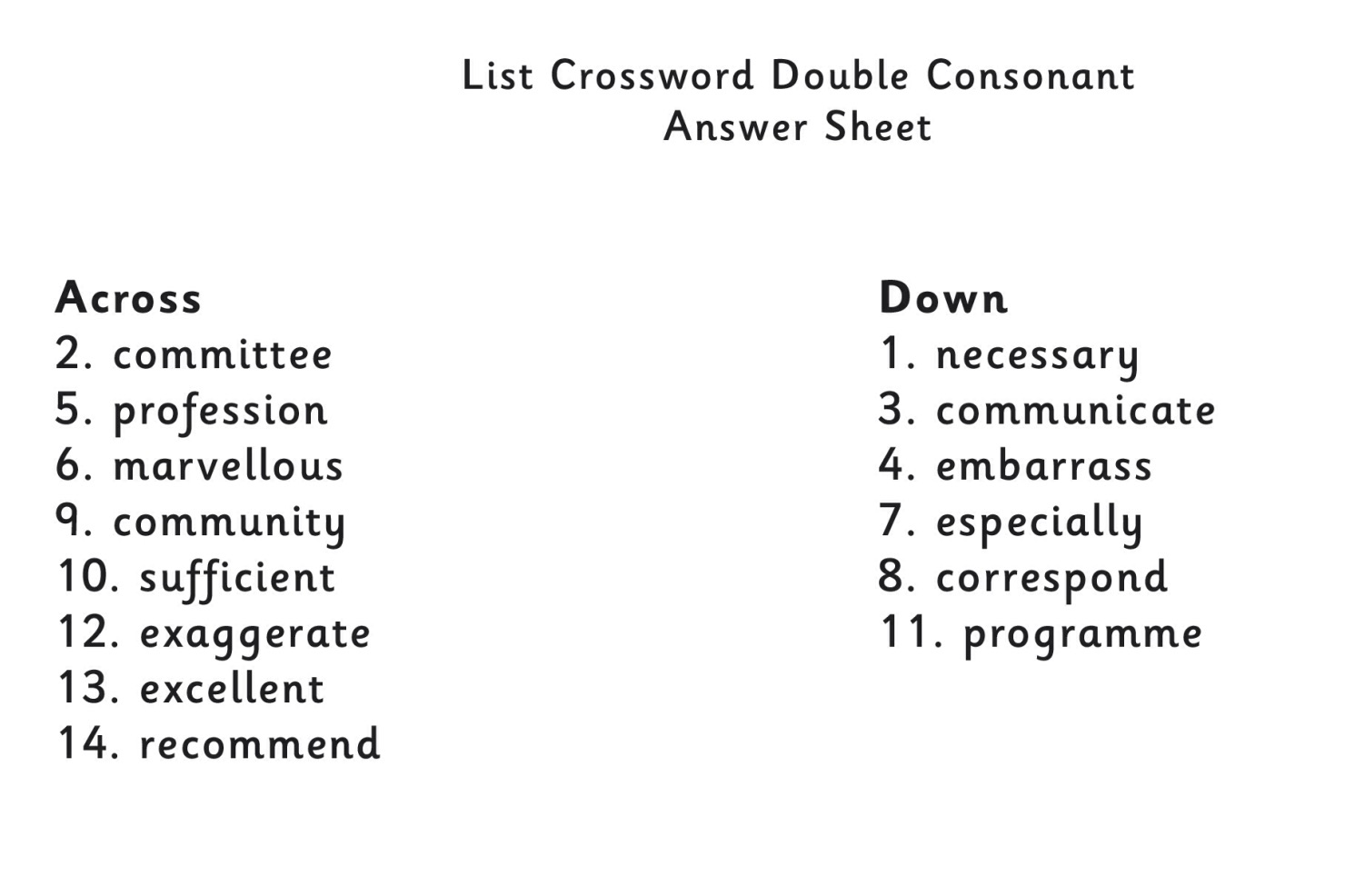 Image of Crossword spelling answers