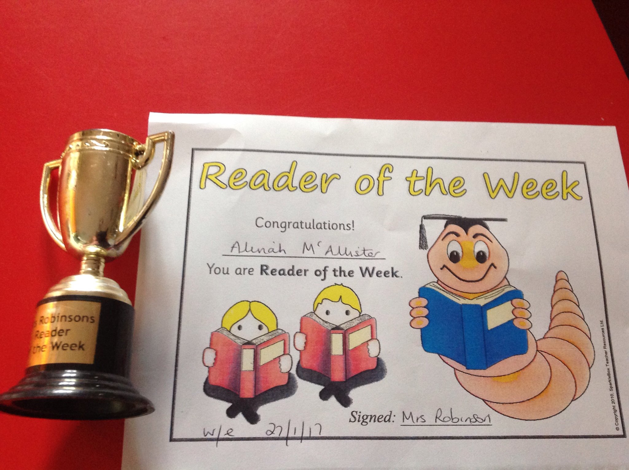 Image of Mrs Robinson's reader of the week