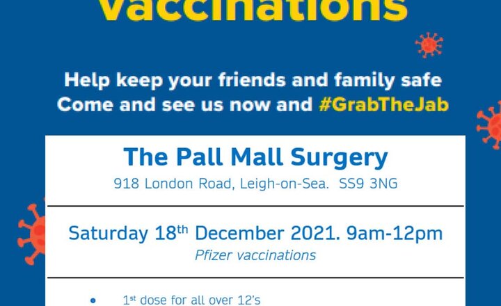 Image of Walk-in COVID-19 Vaccinations - 18th December 2021 - 09:00am to 12:00pm