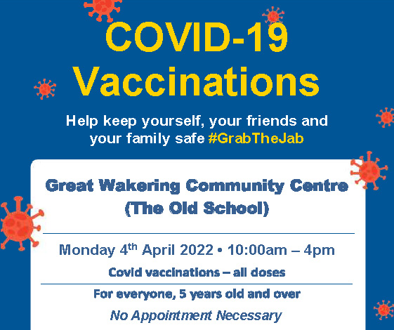 Image of Walk-in COVID-19 Vaccinations - 5th April 2022 - 10:00am - 4:00pm