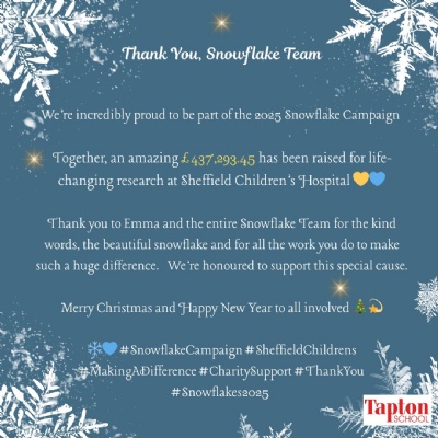 Image of Thank You, Sheffield Children's Hospital Snowflake Team