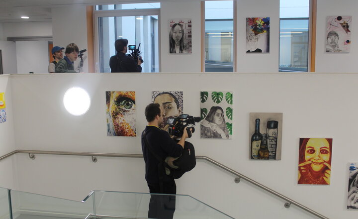 Image of NCLE film crew at Thames West Language Hub lead school