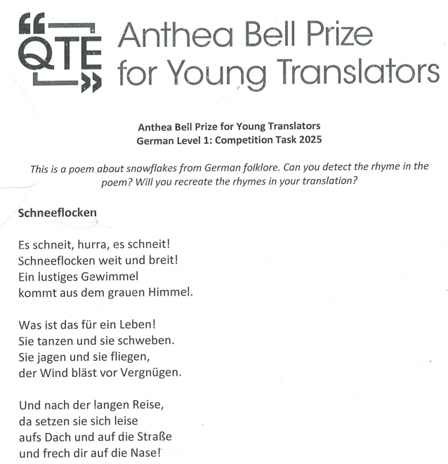 Anthea Bell Prize for Your Translators