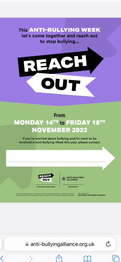 Image of Anti-Bullying Week 2022- Reach Out