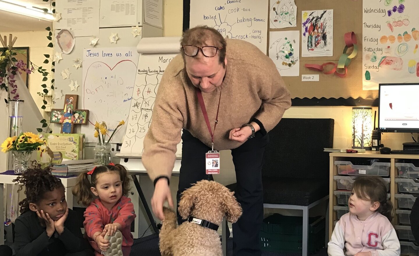 Image of Buddy visits nursery