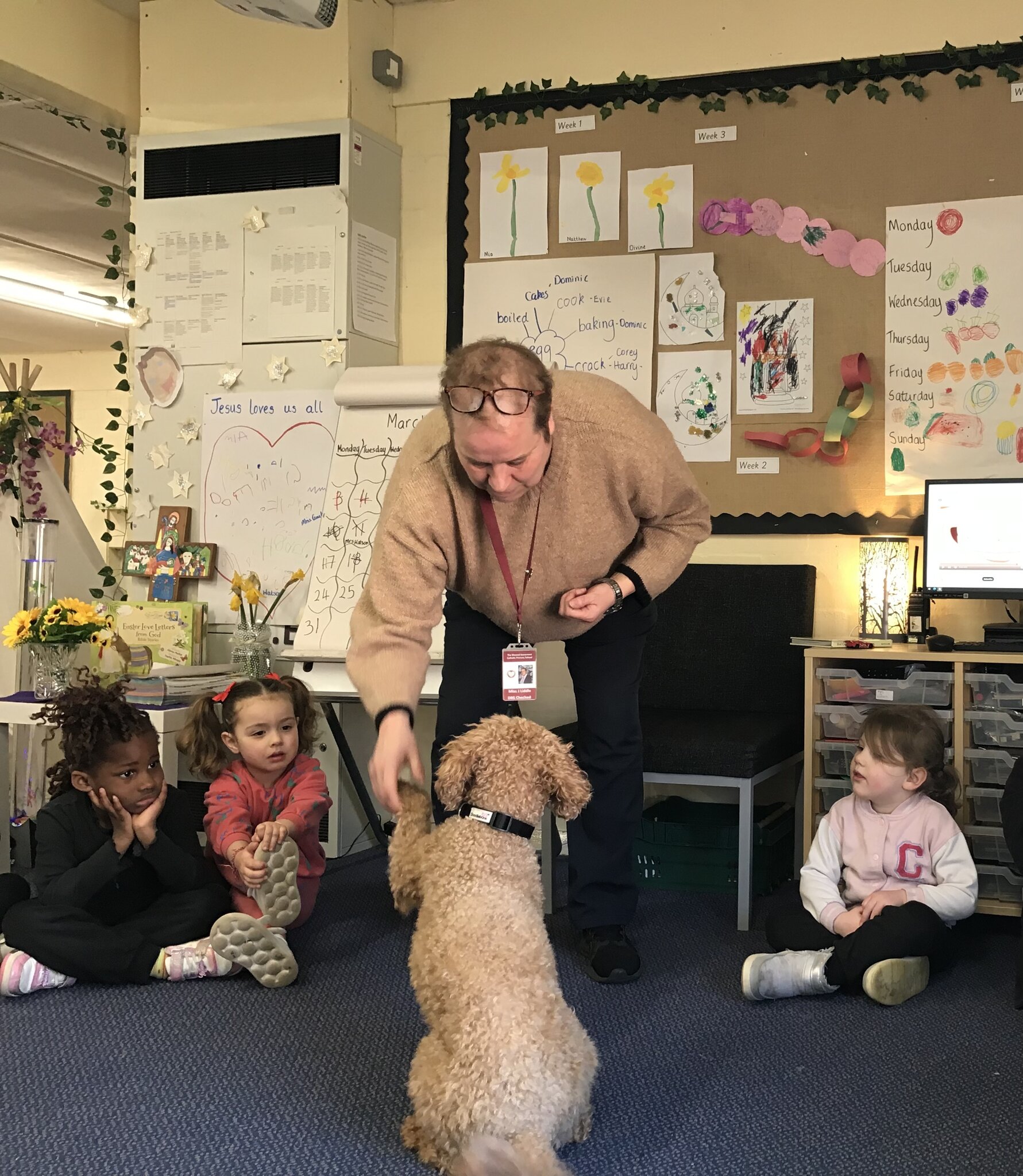 Image of Buddy visits nursery