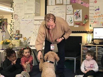 Image of Buddy visits nursery