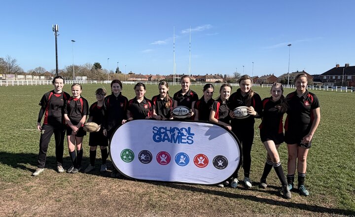 EMS Year 7 Girls celebrating being T1 Rugby Town Champions