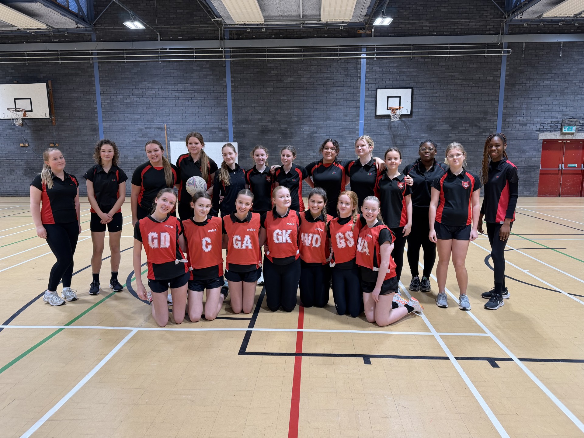Year 8 and 9 netball teams at Dyke House