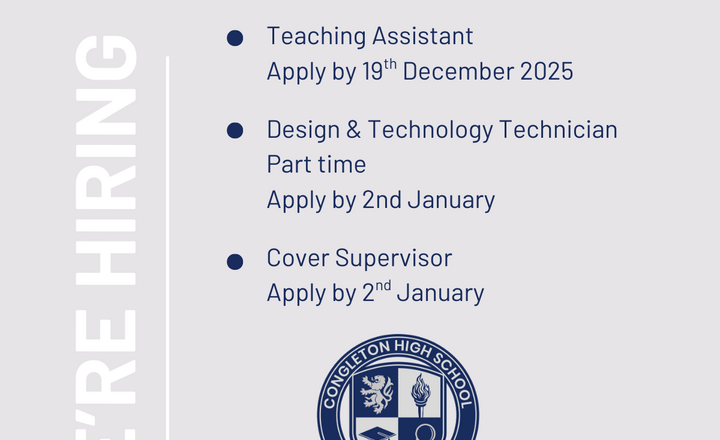 Image of Join Congleton High School's team in 2026: apply today!