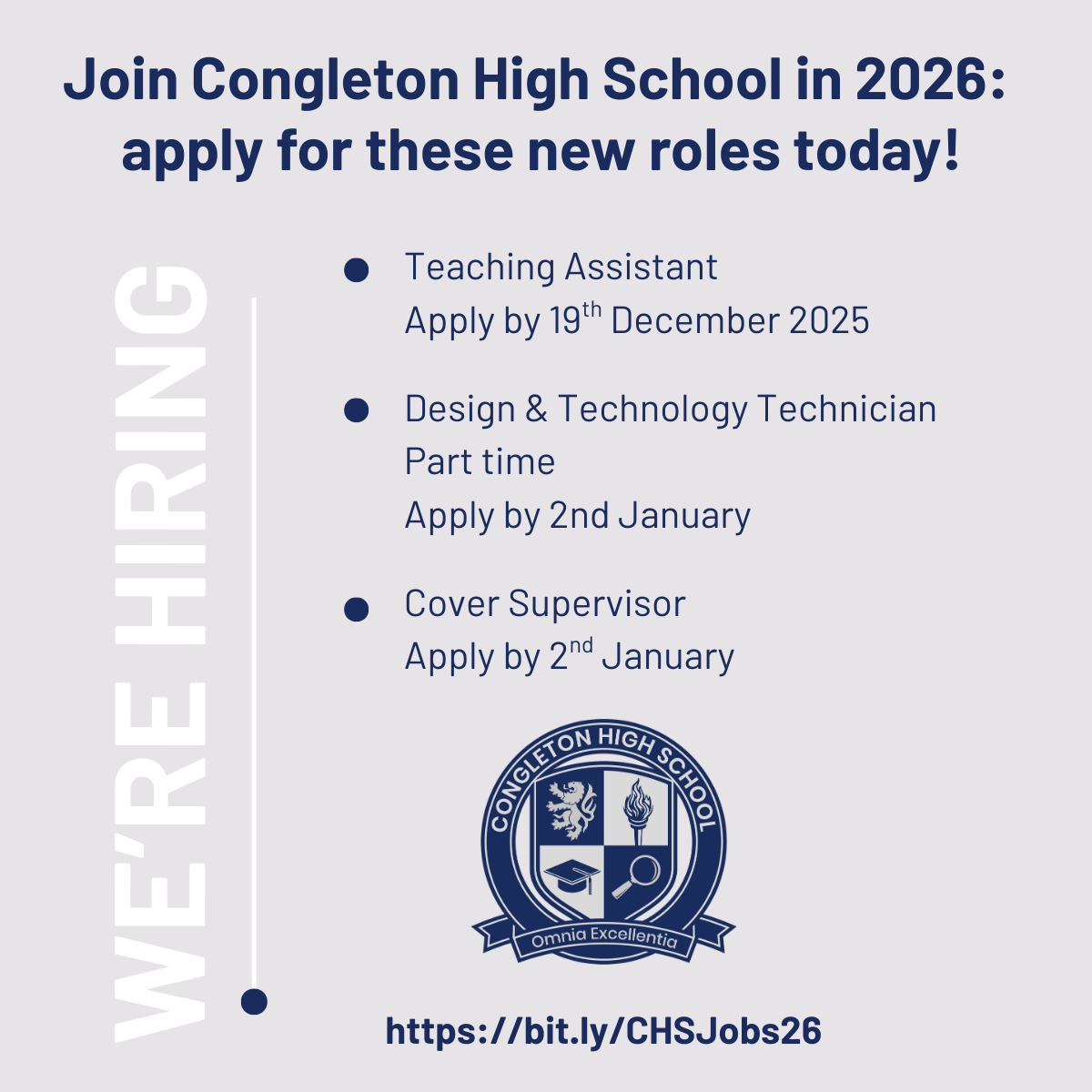 Image of Join Congleton High School's team in 2026: apply today!