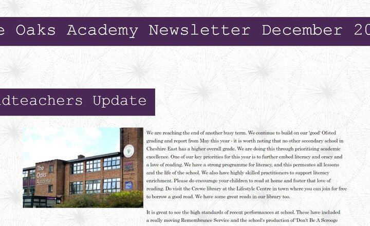 Image of December newsletter