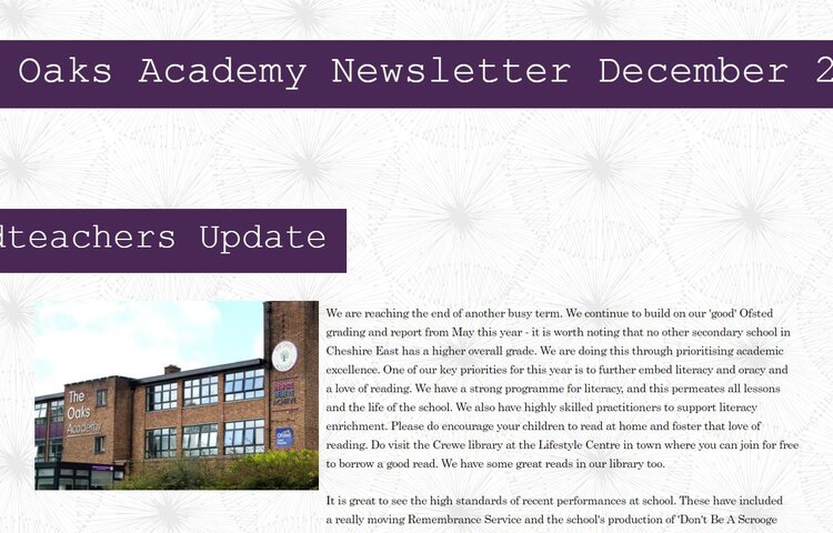 Image of December newsletter