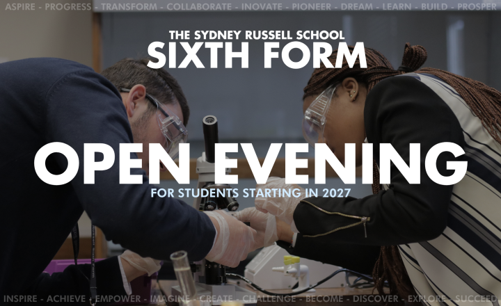 Image of The Sydney Russell School Sixth Form Open Evening – Thursday 5th November 2026 (5-7pm)