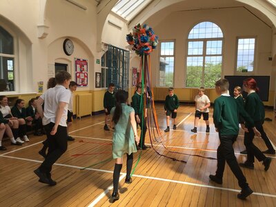 Image of Maypole dancing