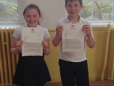 Image of Year 6 receive letters from 10 Downing Street