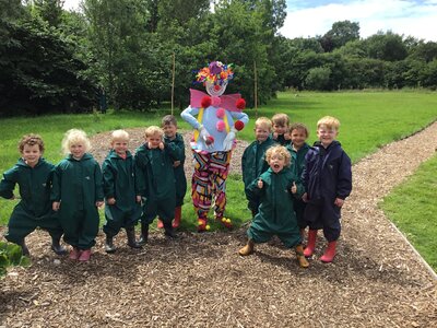 Image of EYFS found a clown on the field!