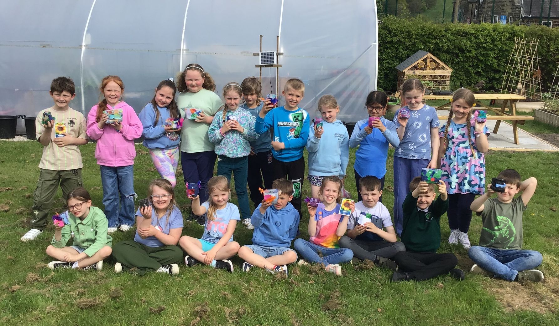 Image of Year 3's Recycled Sunflower Pots!