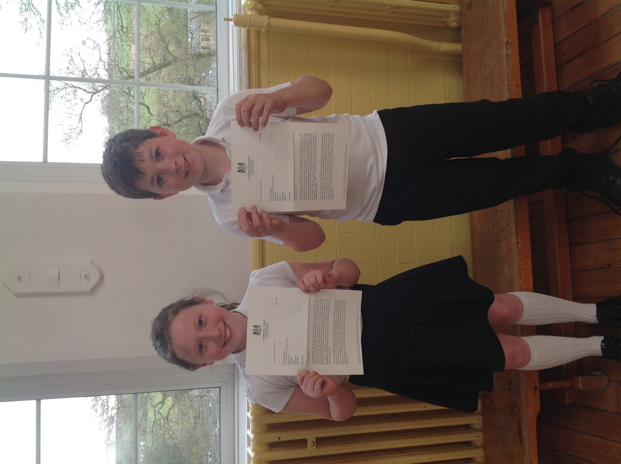 Image of Year 6 receive letters from 10 Downing Street