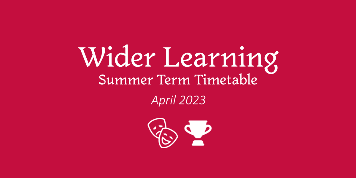 Wider Learning ExtraCurricular Timetable April 2023 Twyford CofE High School