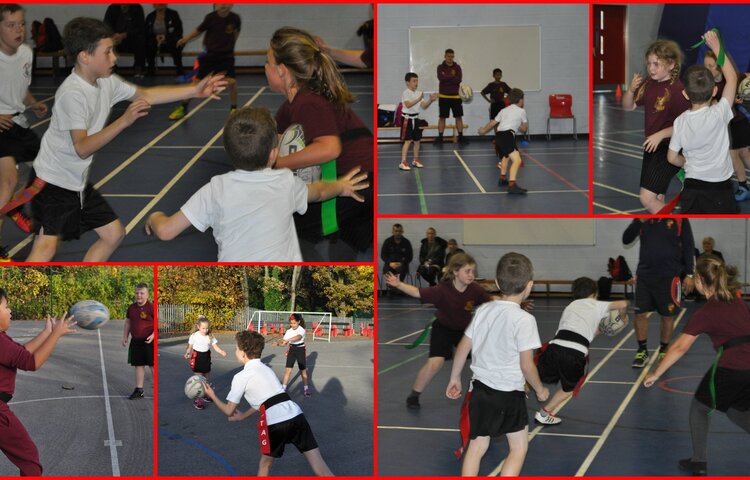 Image of Primary pupils compete in Tag Rugby competition