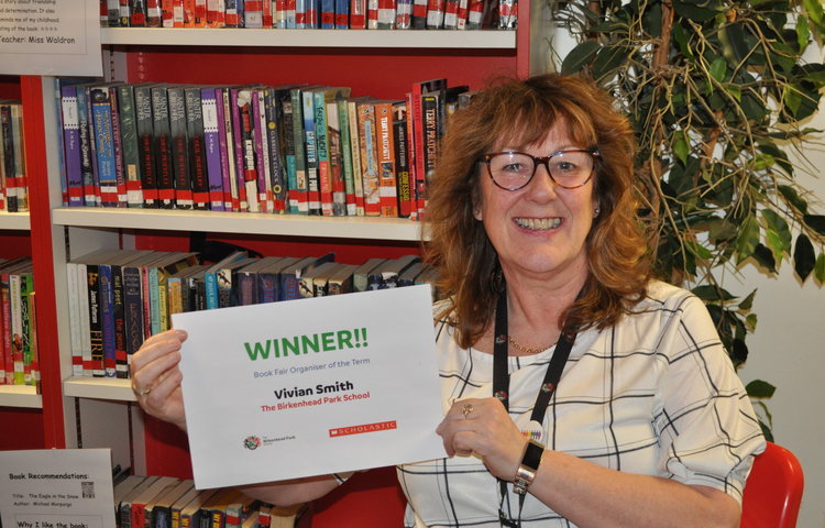 Image of School Librarian wins’ Book Fair Organiser of the Term’ with Scholastic. 