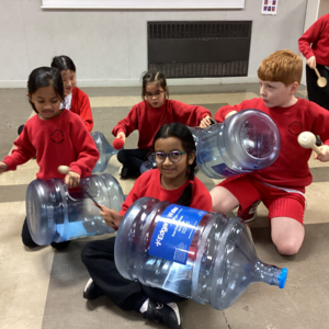 Image of Wallace Fields Juniors Find Their Rhythm Playing Junk Percussion