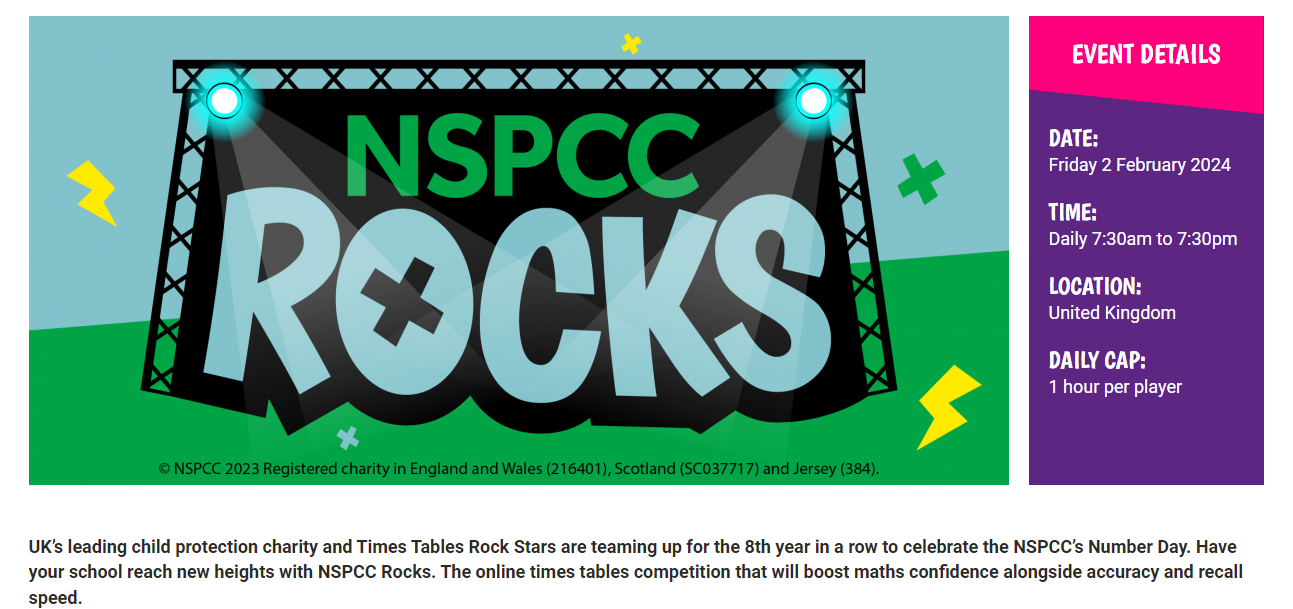 Image of NSPCC Rocks competition on Times Table Rock Stars