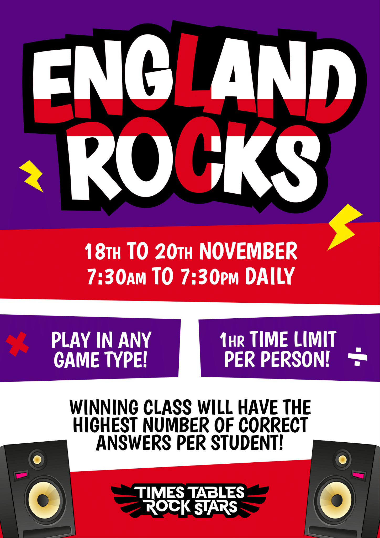 Image of England Rocks Times Table Rock Star Competition Starts