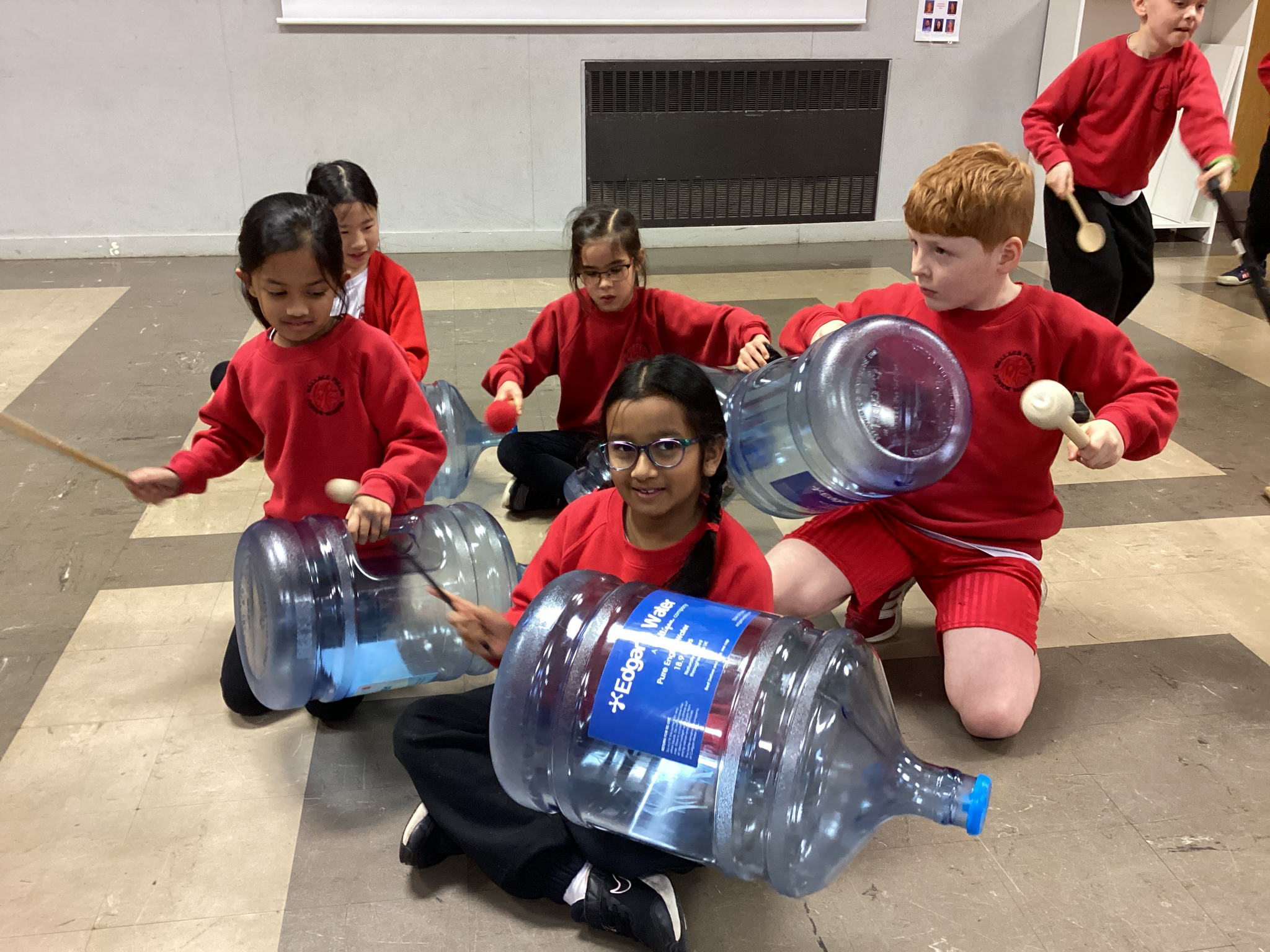 Image of Wallace Fields Juniors Find Their Rhythm Playing Junk Percussion