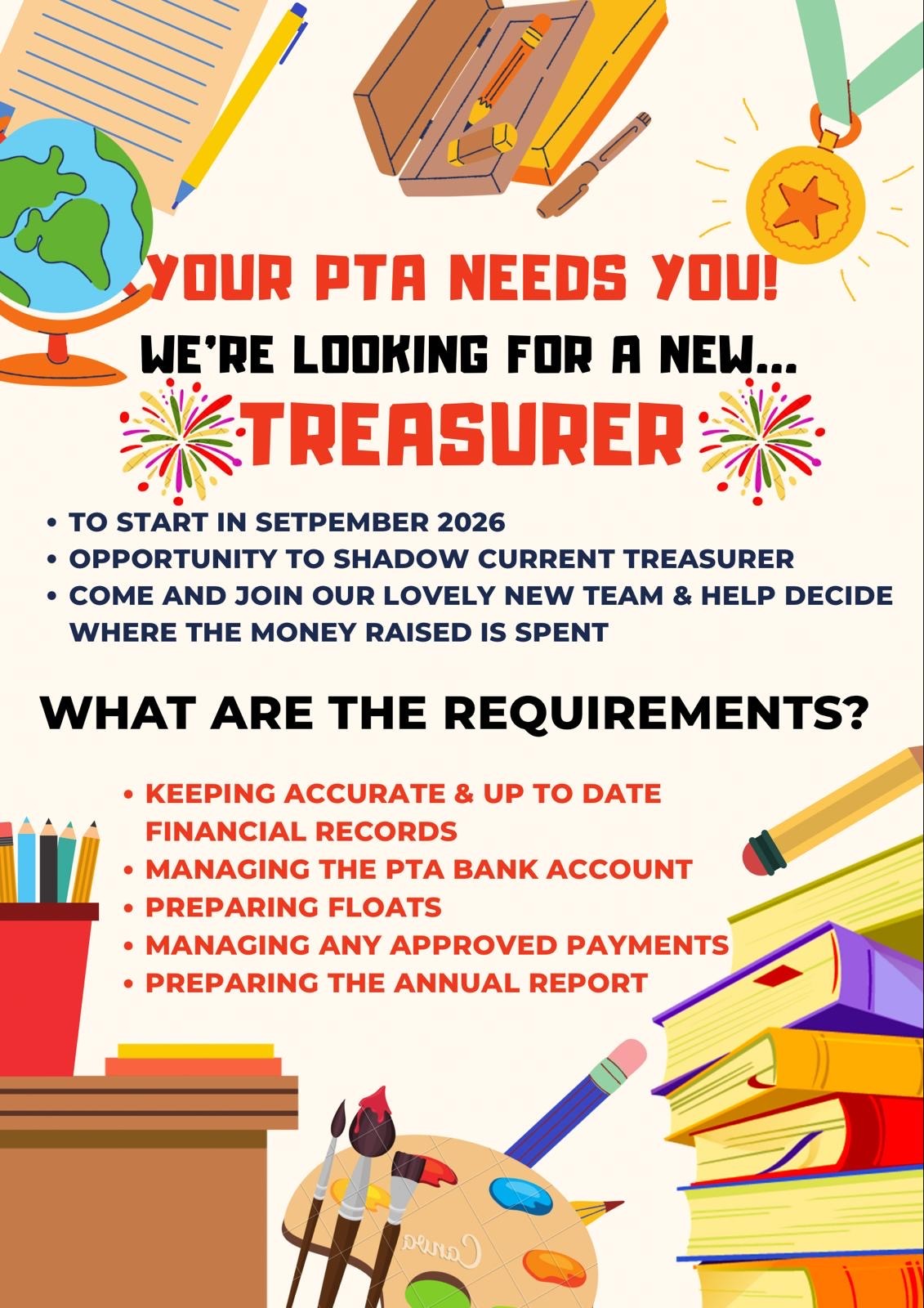 Image of The PTA needs a new Treasurer - could it be YOU?