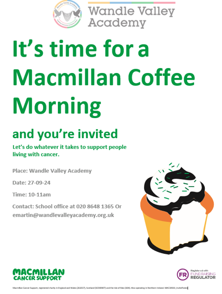 Image of WVA MacMillan Coffee Morning - Friday 27 September 2024