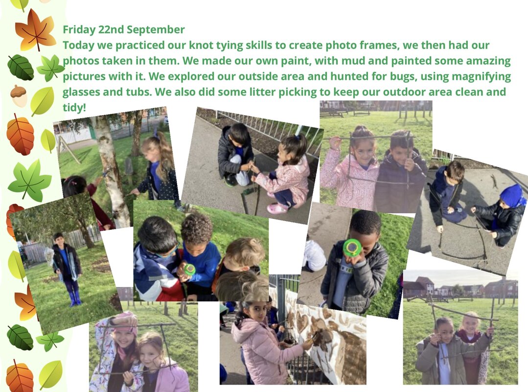 Image of Week 2, Forest School. Tied up in knots and mud painting!