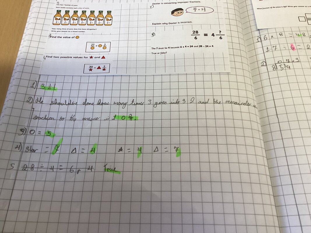 Image of Year 5 Narwhals Improper Fractions