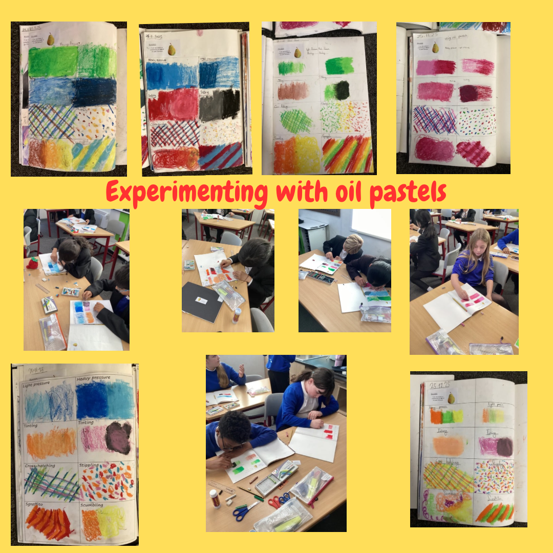 Image of Experimenting with oil pastels!