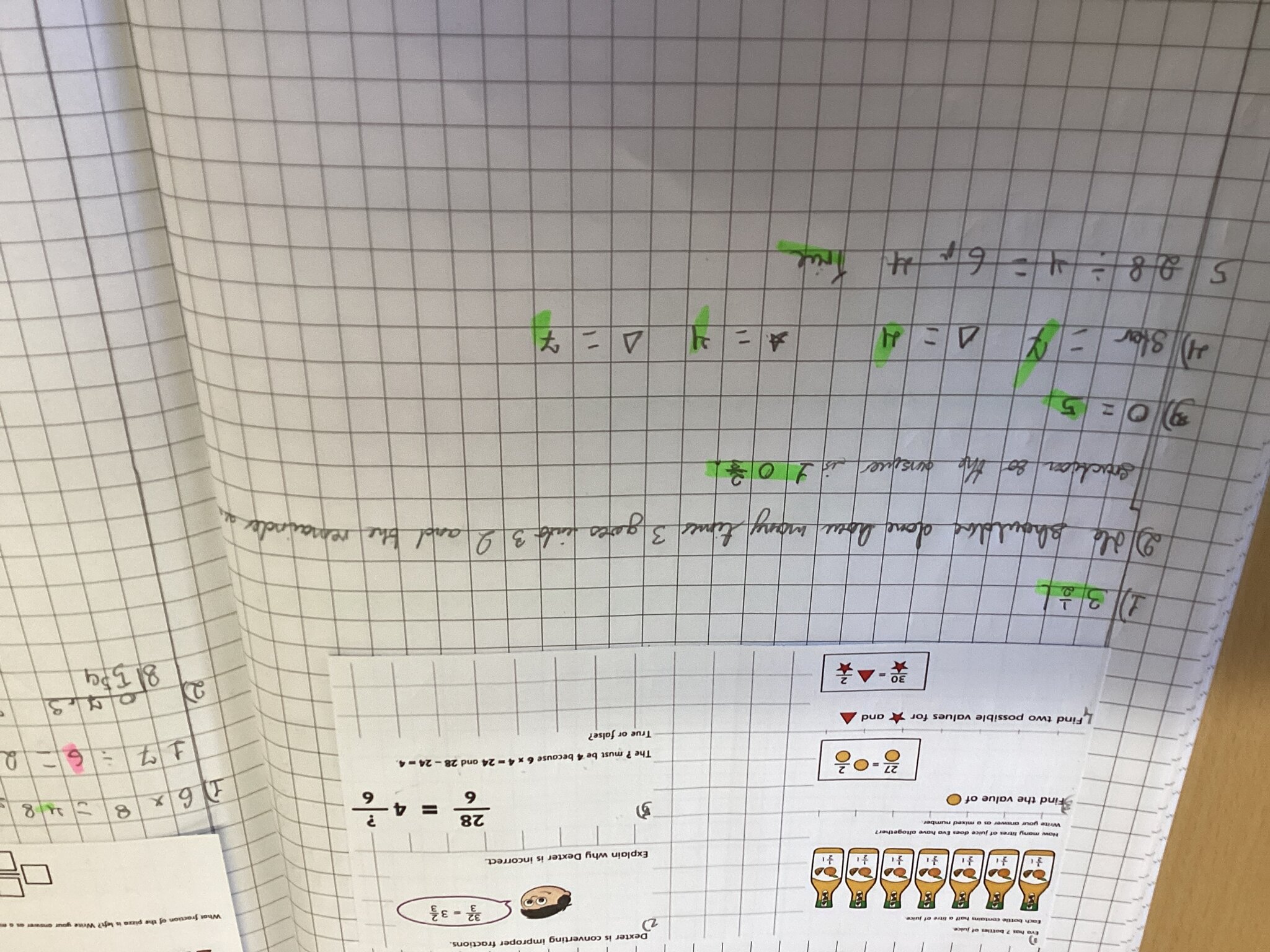 Image of Year 5 Narwhals Improper Fractions