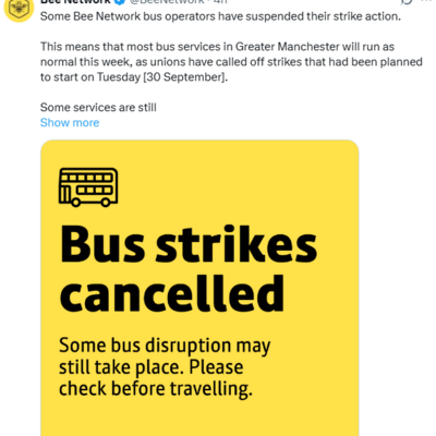 Image of Bee Network Bus strikes CANCELLED