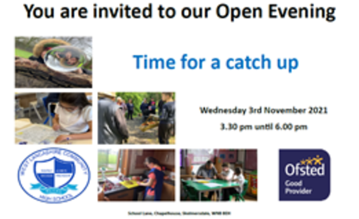 Image of Open Evening Wednesday 3rd November 2021