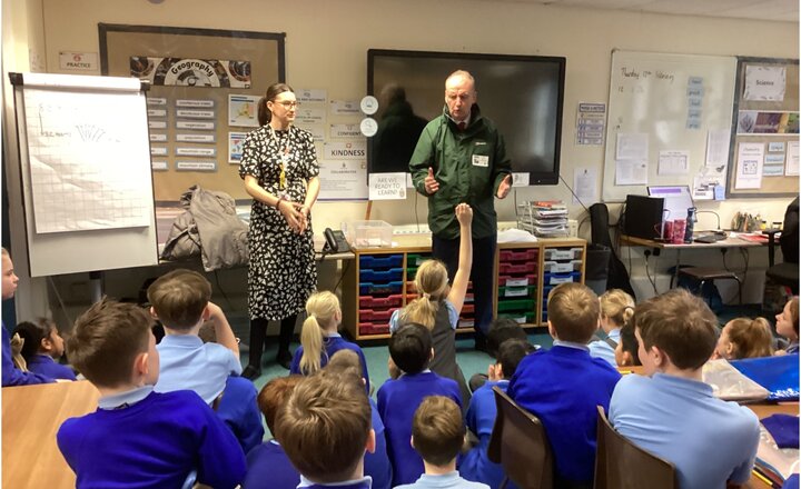 Image of Year 5 welcome Mr McGlinchey to school