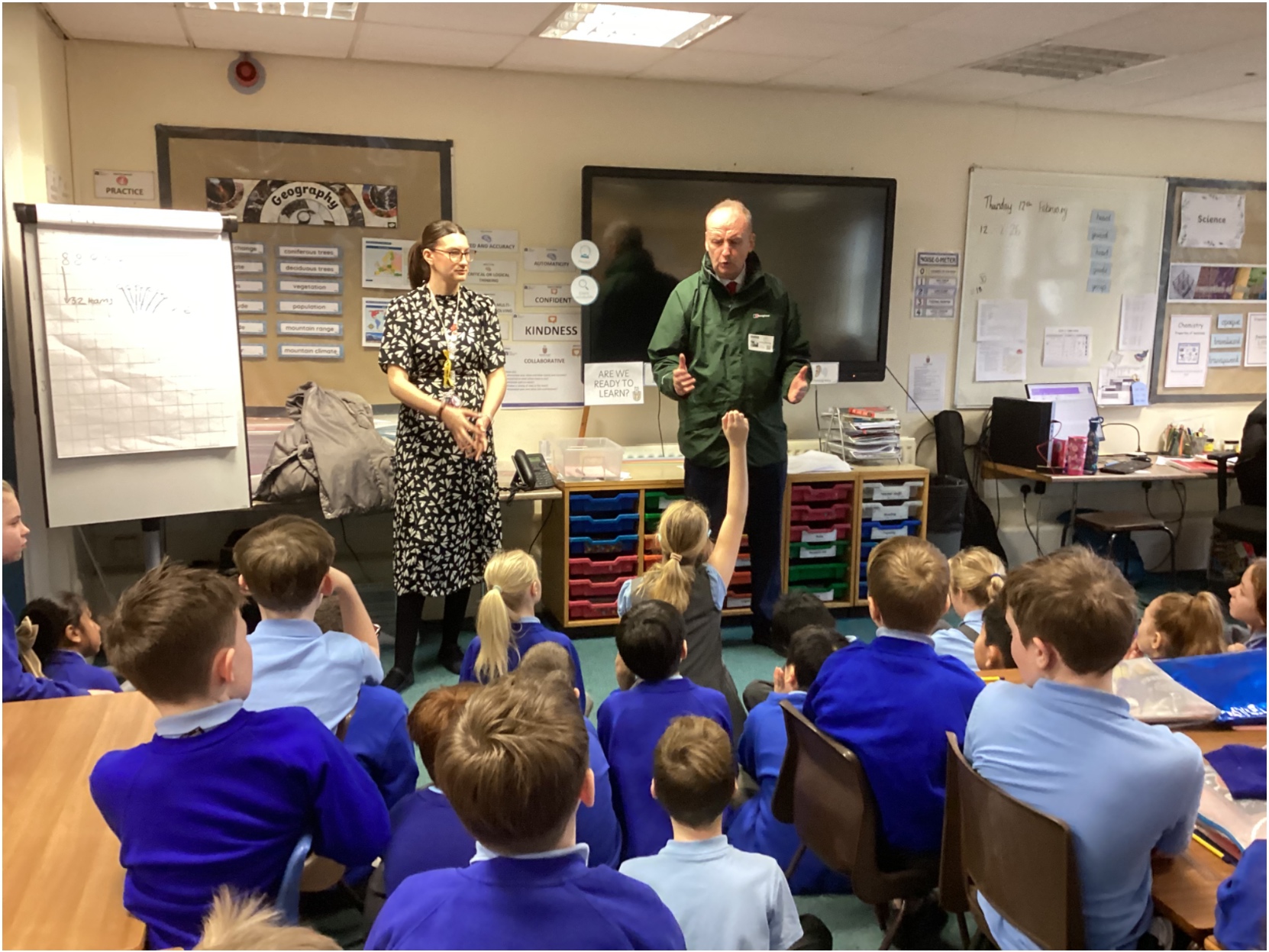 Image of Year 5 welcome Mr McGlinchey to school