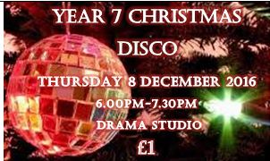 Image of Y7 Christmas Disco - Thursday 8 December 2016